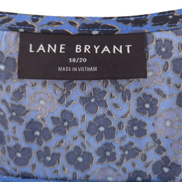 Lane Bryant floral satin button up tunic top Plus Size 18/20 blue woven & knit - Picture 6 of 9